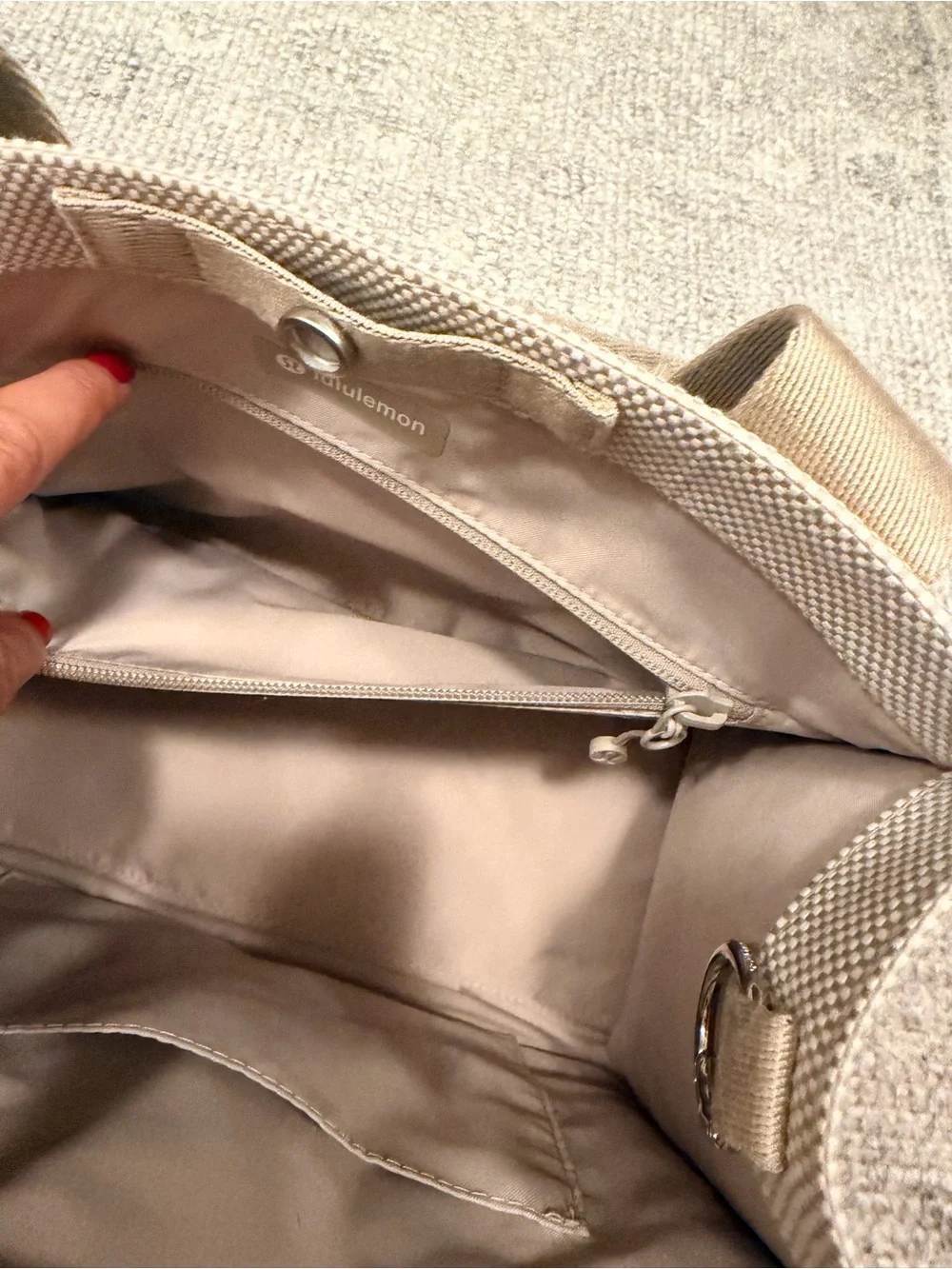 lululemon athletica Beige Canvas Tote with Tan Straps